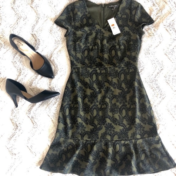 Banana Republic NWT 6P Olive Floral Dress - Picture 6 of 11